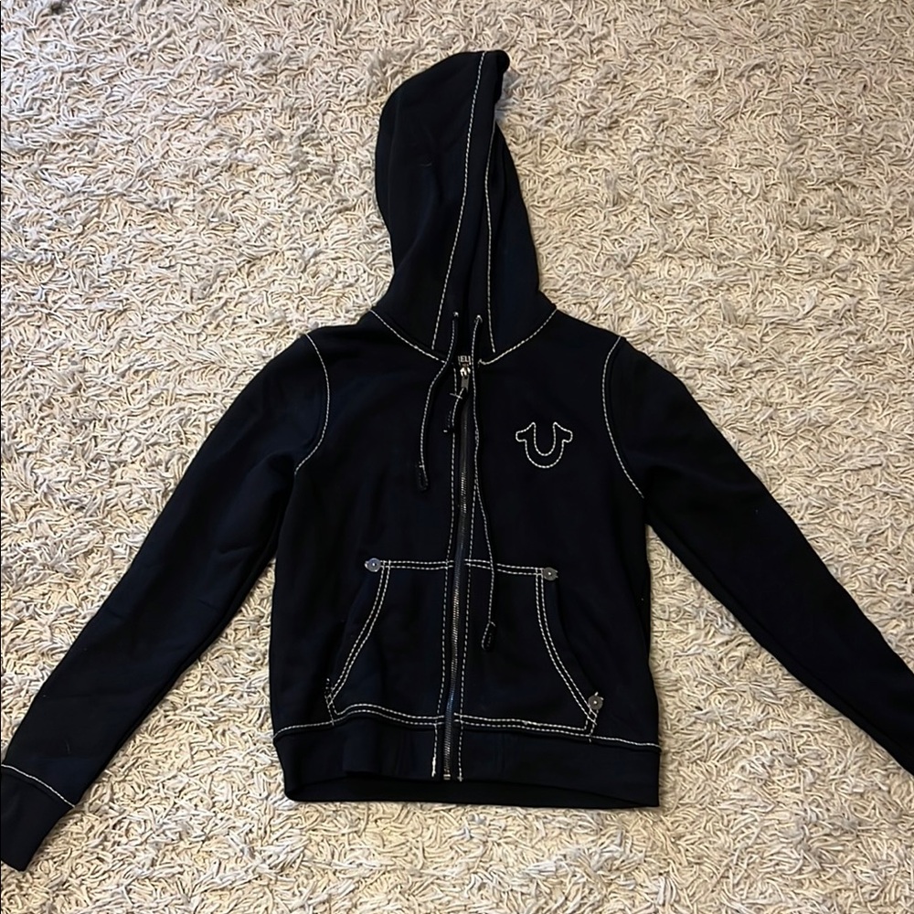 True Religion Women's Black Hoodie Sweater